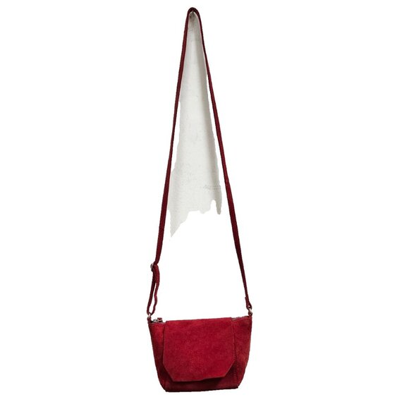 ASOS Red Suede Mini Crossbody Bag – Small Shoulder Purse - Picture 2 of 13